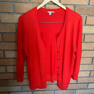 Halogen Size XL Scarlet Red Orange Cardigan Sweater Women Button Top